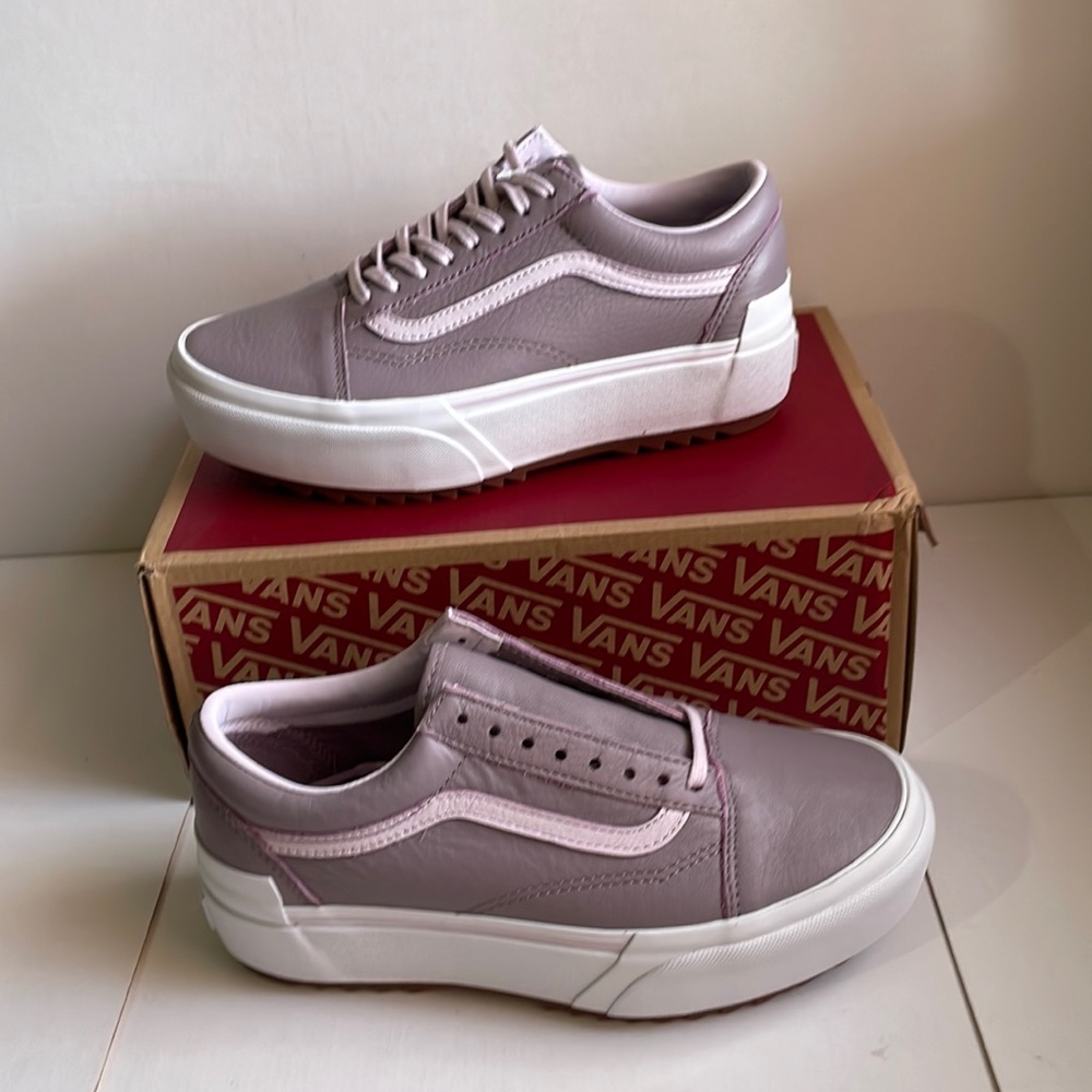 Vans Old Skool Stacked platform (Tumbled Lthr) Prpdv/trwht